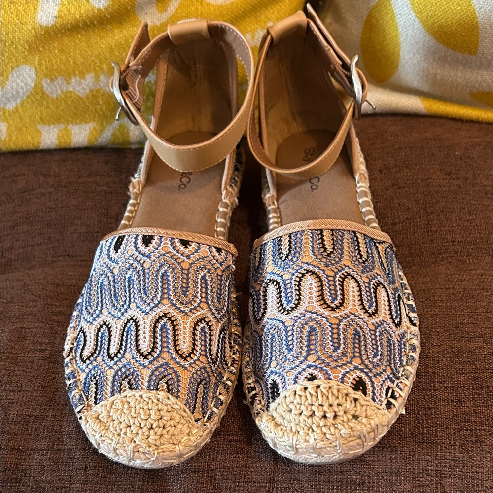 Style&Co Stylish Blue and Tan Espadrille Sandals size 5
